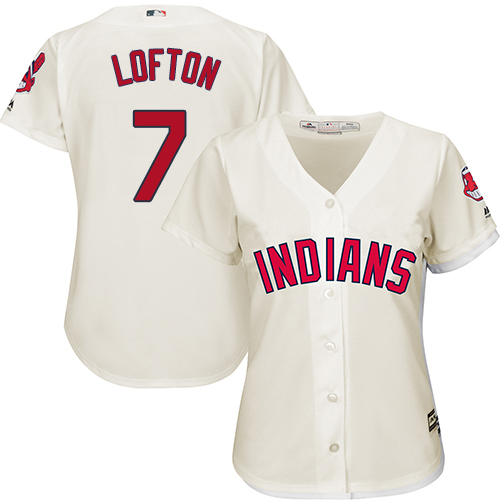 Indians #7 Kenny Lofton Cream Alternate Women's Stitched MLB Jersey